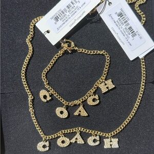 Coach Gold-Tone Logo Necklace Set